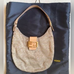Fendi Croissant Beige Shoulder Bag